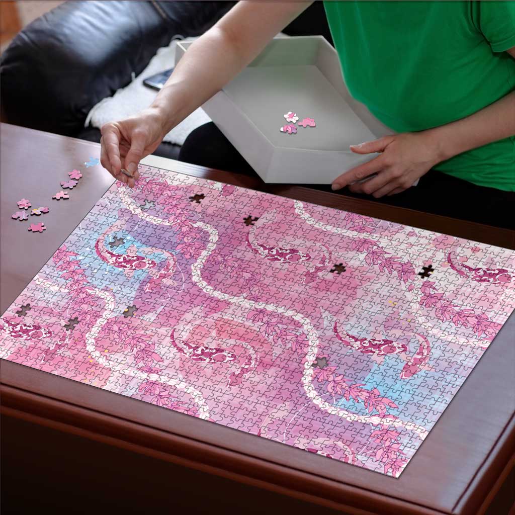 Japanese Koi Fish Puzzle Pink Wagara Palaka Honohono Pikake Lei LT9 - Polynesian Pride