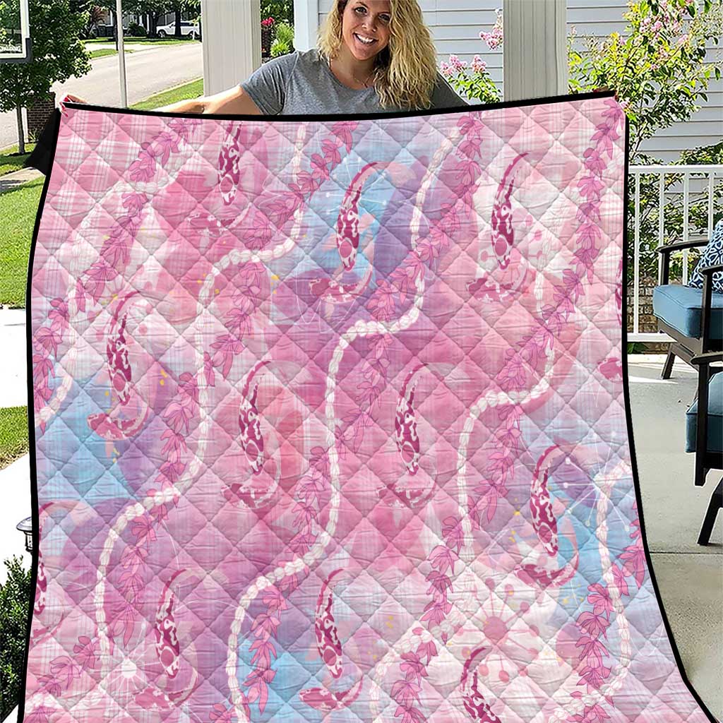 Japanese Koi Fish Quilt Pink Wagara Palaka Honohono Pikake Lei LT9 Pink - Polynesian Pride