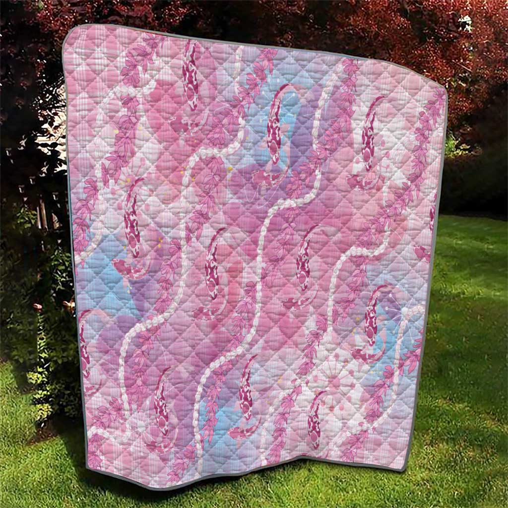 Japanese Koi Fish Quilt Pink Wagara Palaka Honohono Pikake Lei LT9 - Polynesian Pride