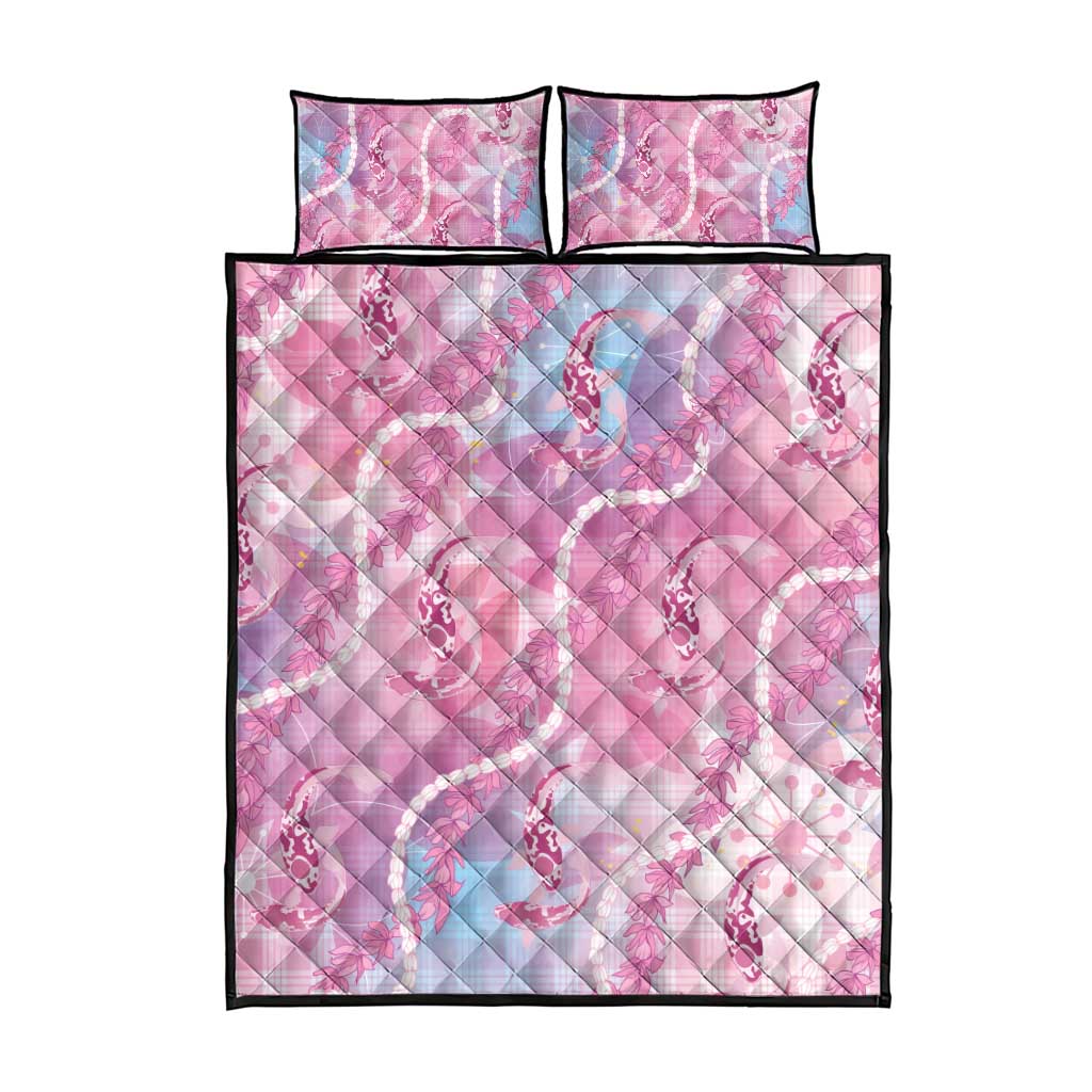 Japanese Koi Fish Quilt Bed Set Pink Wagara Palaka Honohono Pikake Lei LT9 - Polynesian Pride