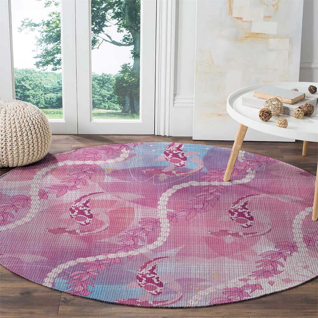 Japanese Koi Fish Round Carpet Pink Wagara Palaka Honohono Pikake Lei LT9 - Polynesian Pride