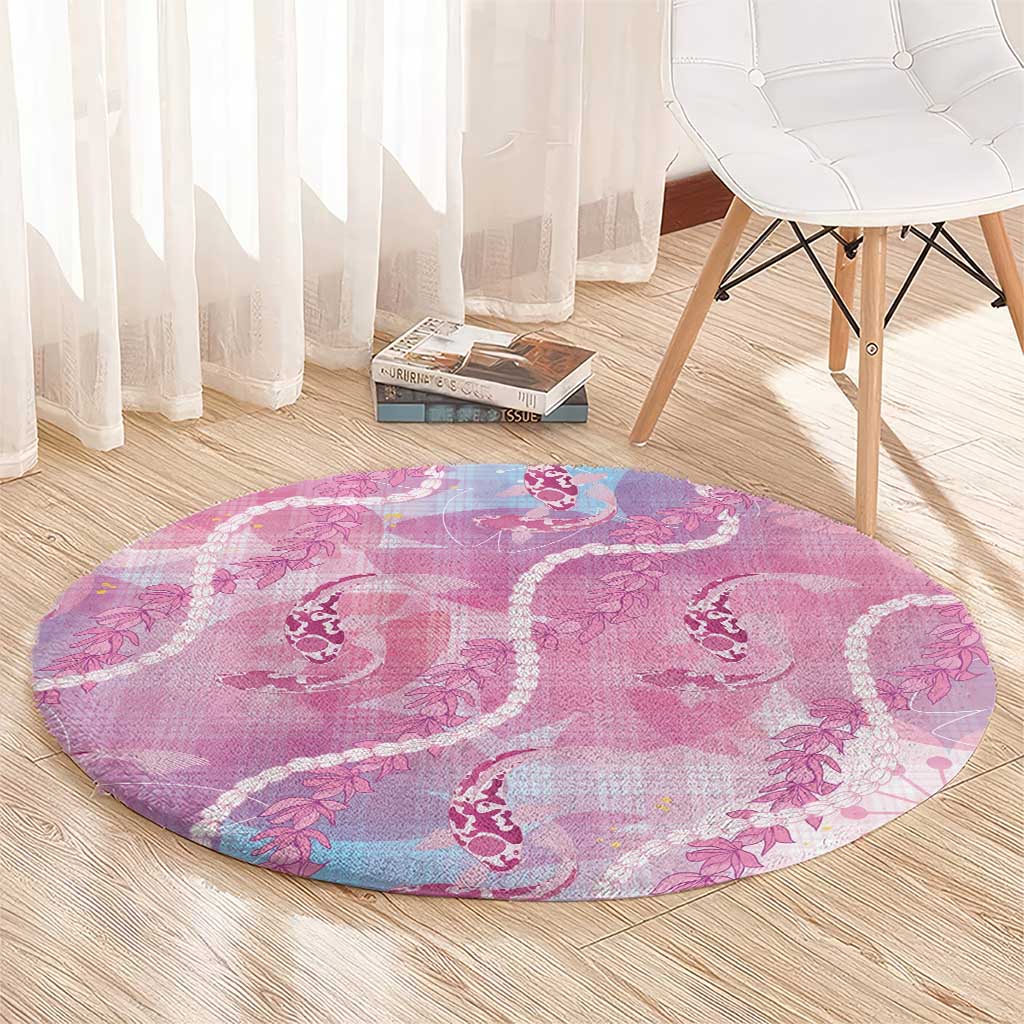Japanese Koi Fish Round Carpet Pink Wagara Palaka Honohono Pikake Lei LT9 - Polynesian Pride