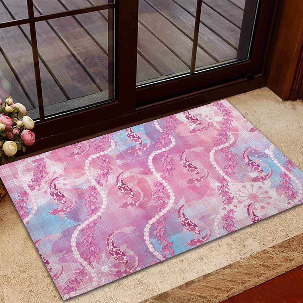 Japanese Koi Fish Rubber Doormat Pink Wagara Palaka Honohono Pikake Lei LT9 - Polynesian Pride