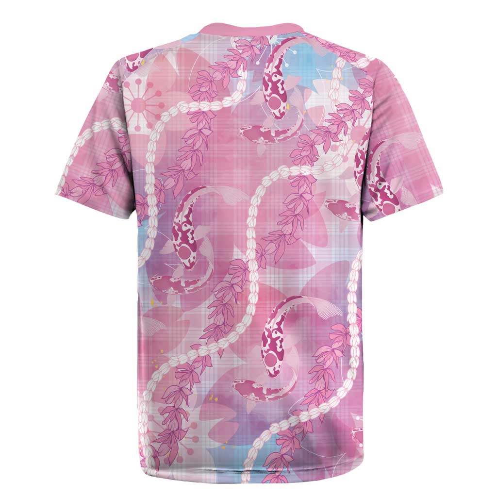 Japanese Koi Fish Rugby Jersey Pink Wagara Palaka Honohono Pikake Lei LT9 - Polynesian Pride