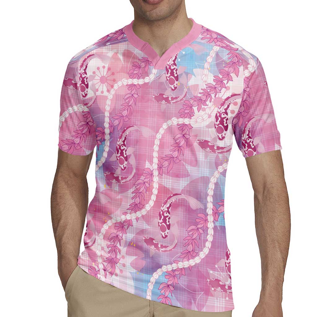 Japanese Koi Fish Rugby Jersey Pink Wagara Palaka Honohono Pikake Lei LT9 - Polynesian Pride