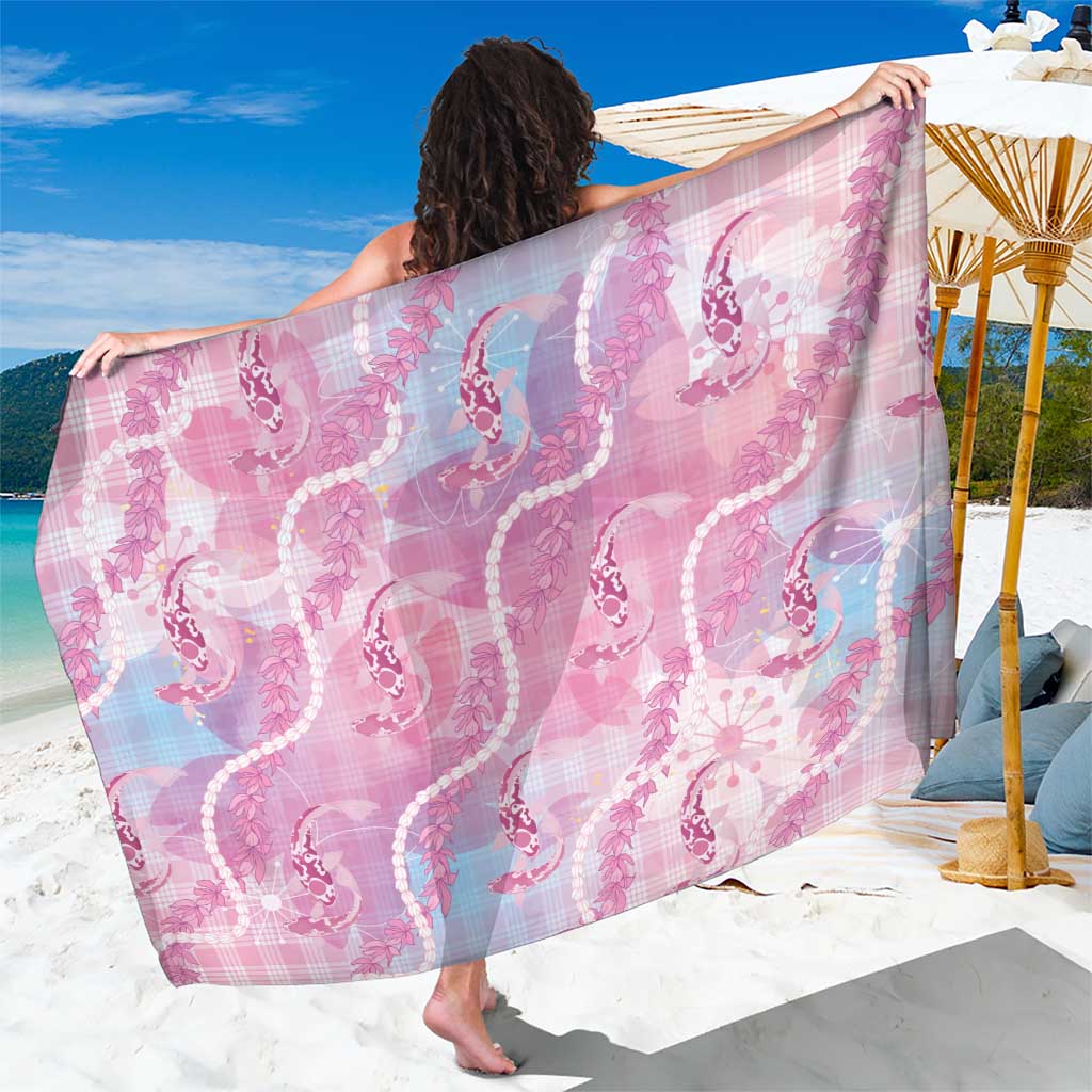 Japanese Koi Fish Sarong Pink Wagara Palaka Honohono Pikake Lei LT9 One Size 44 x 66 inches Pink - Polynesian Pride