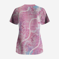 Japanese Koi Fish Scrub Top Pink Wagara Palaka Honohono Pikake Lei LT9 - Polynesian Pride