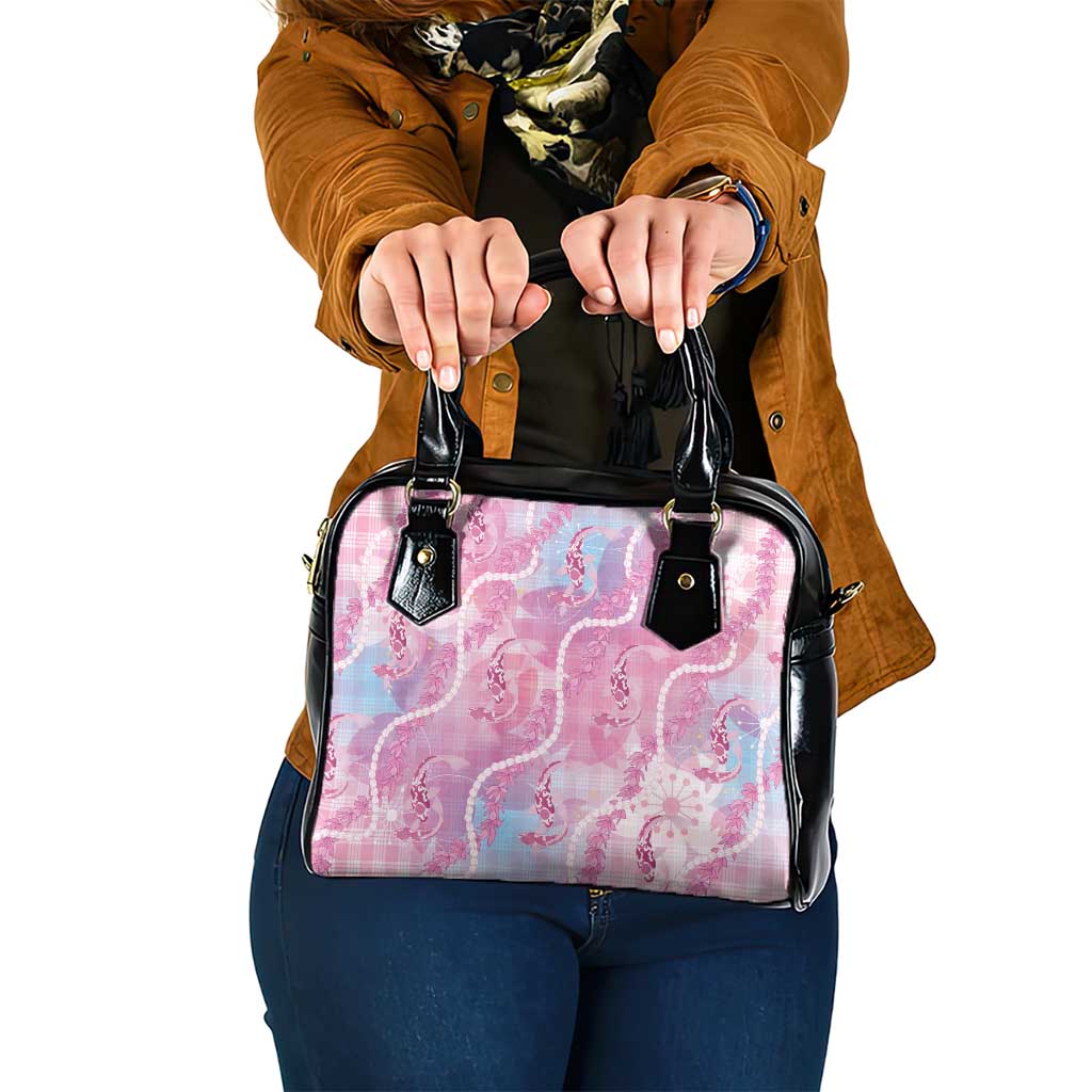 Japanese Koi Fish Shoulder Handbag Pink Wagara Palaka Honohono Pikake Lei LT9 One Size Pink - Polynesian Pride
