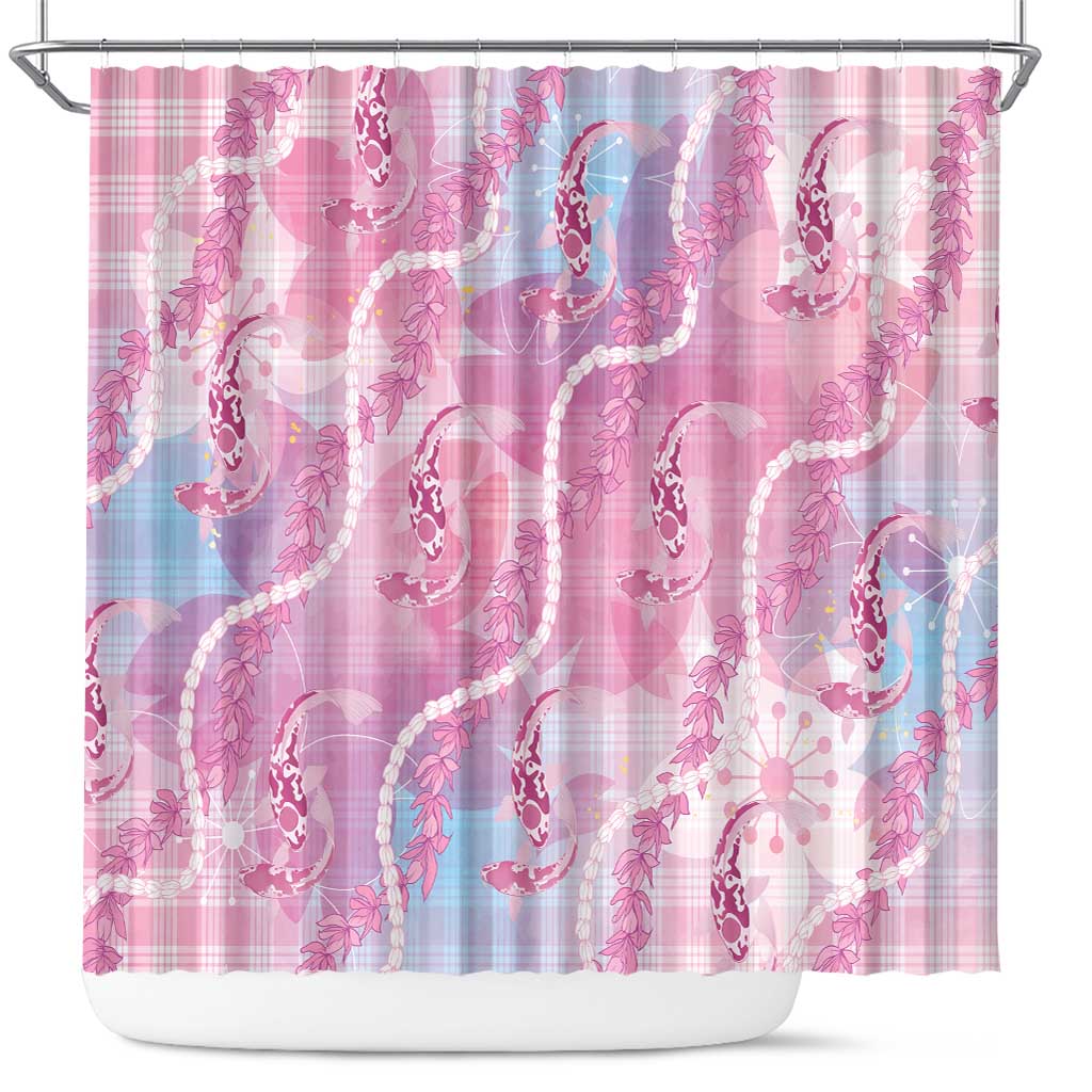 Japanese Koi Fish Shower Curtain Pink Wagara Palaka Honohono Pikake Lei LT9 Pink - Polynesian Pride