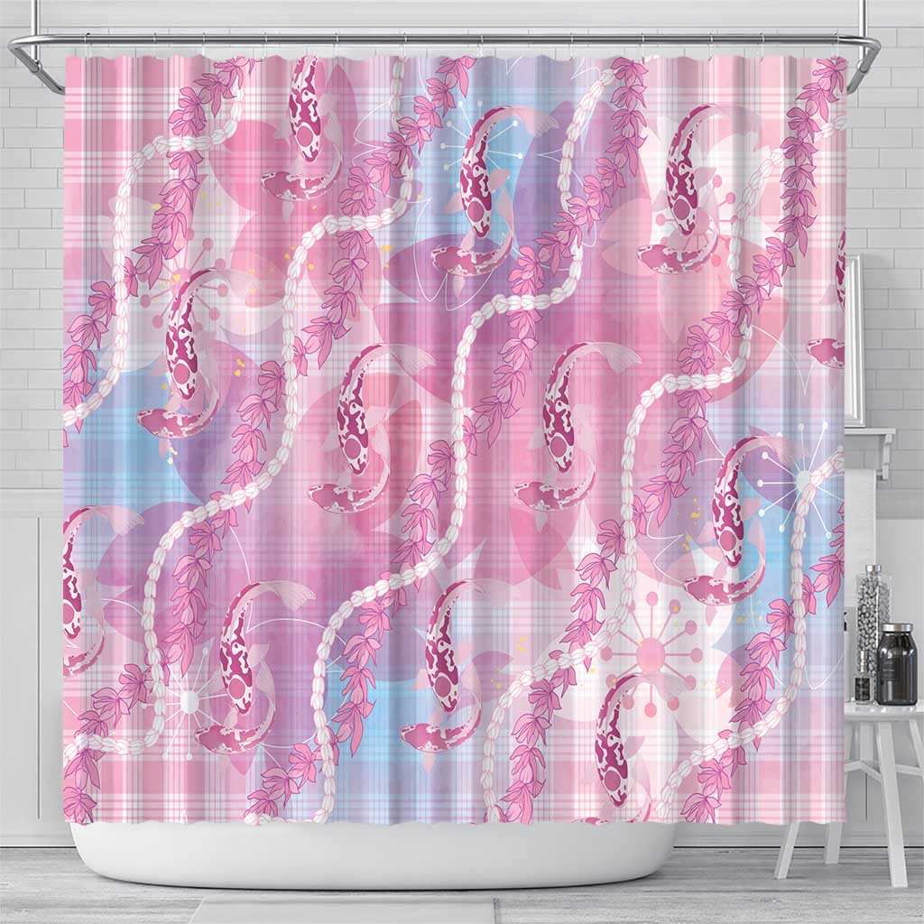 Japanese Koi Fish Shower Curtain Pink Wagara Palaka Honohono Pikake Lei LT9 - Polynesian Pride
