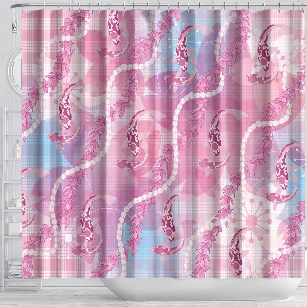 Japanese Koi Fish Shower Curtain Pink Wagara Palaka Honohono Pikake Lei LT9 - Polynesian Pride