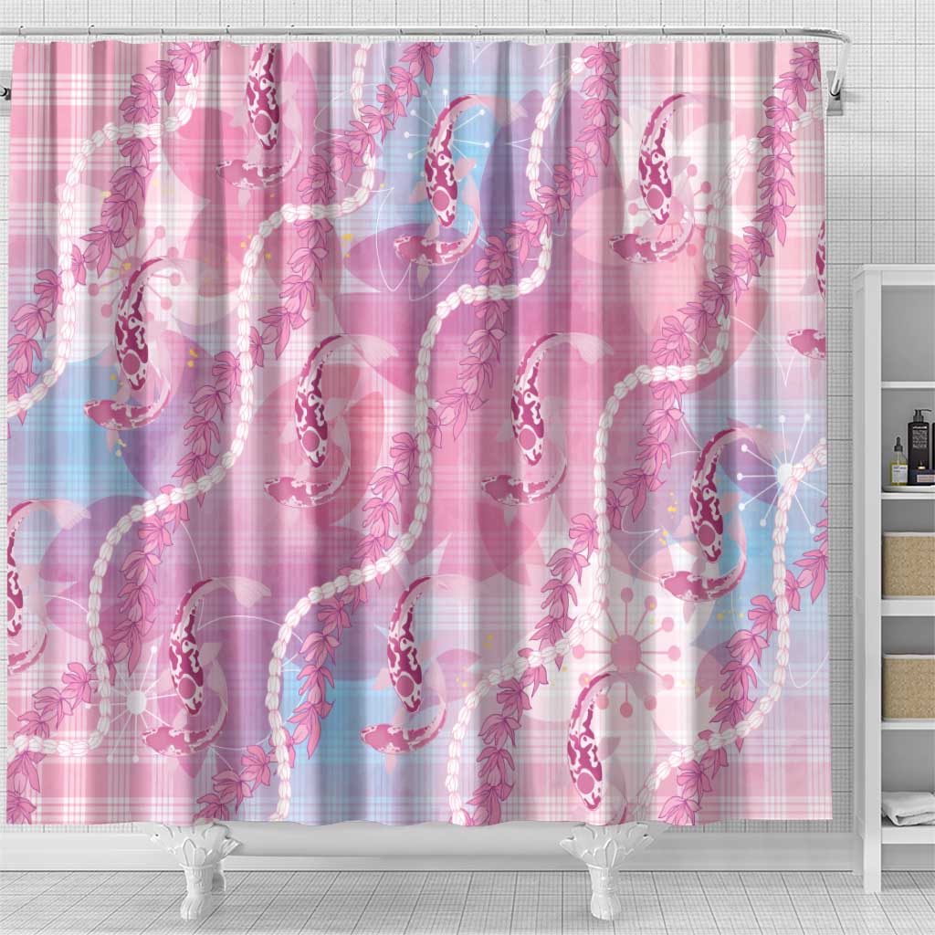 Japanese Koi Fish Shower Curtain Pink Wagara Palaka Honohono Pikake Lei LT9 - Polynesian Pride