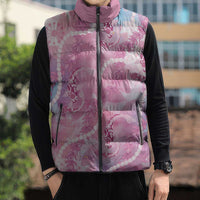 Japanese Koi Fish Sleeveless Puffer Jacket Pink Wagara Palaka Honohono Pikake Lei