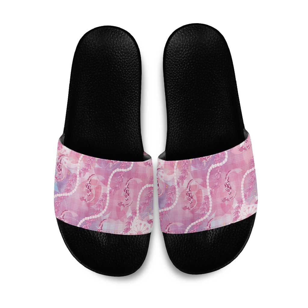 Japanese Koi Fish Slide Sandals Pink Wagara Palaka Honohono Pikake Lei LT9 Pink - Polynesian Pride