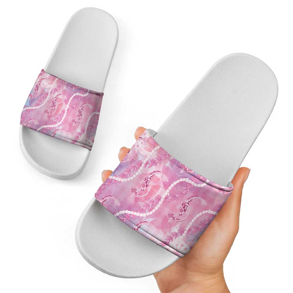 Japanese Koi Fish Slide Sandals Pink Wagara Palaka Honohono Pikake Lei LT9 - Polynesian Pride