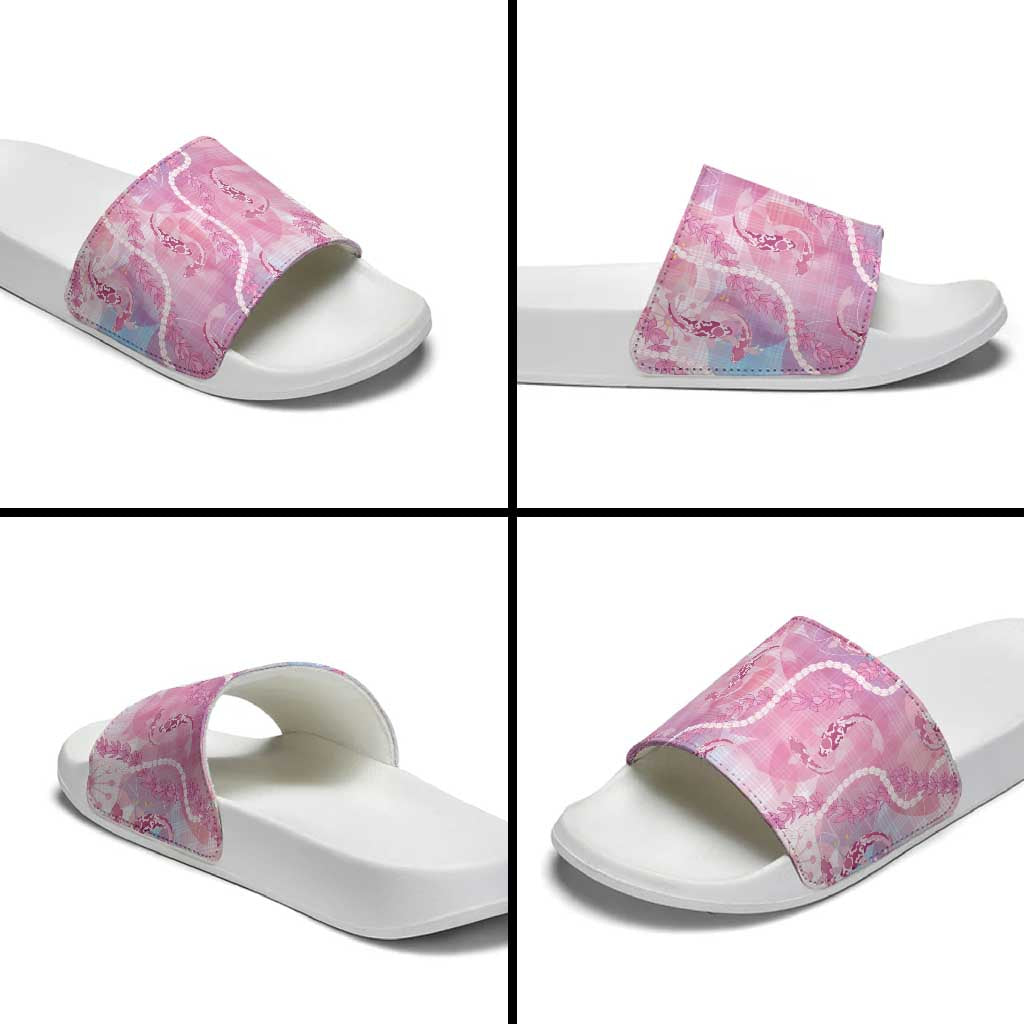 Japanese Koi Fish Slide Sandals Pink Wagara Palaka Honohono Pikake Lei LT9 - Polynesian Pride
