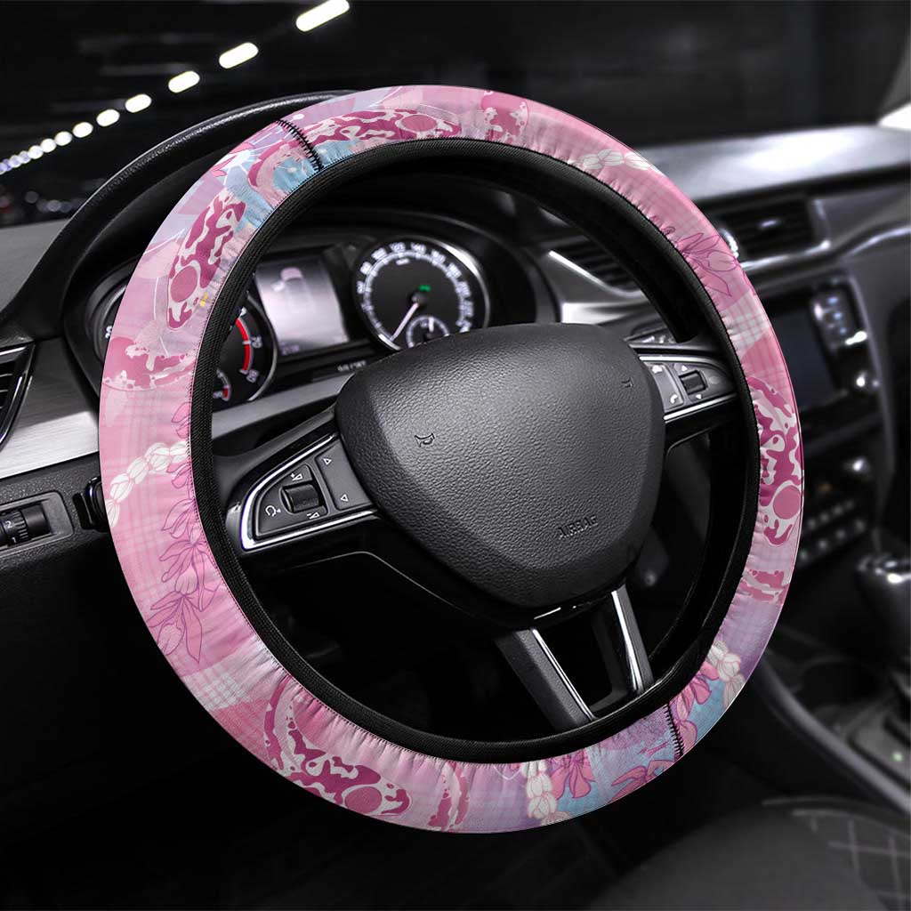 Japanese Koi Fish Steering Wheel Cover Pink Wagara Palaka Honohono Pikake Lei LT9 Universal Fit Pink - Polynesian Pride