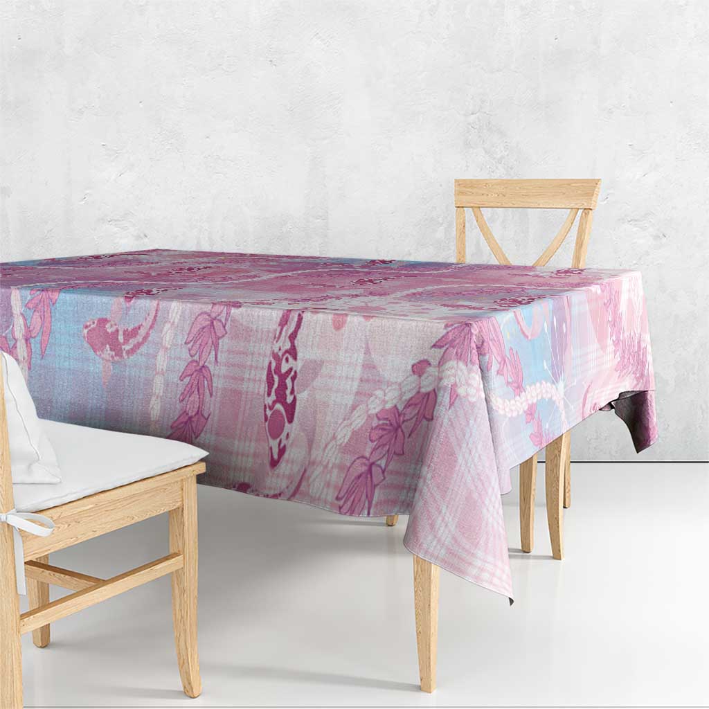 Japanese Koi Fish Tablecloth Pink Wagara Palaka Honohono Pikake Lei LT9 - Polynesian Pride