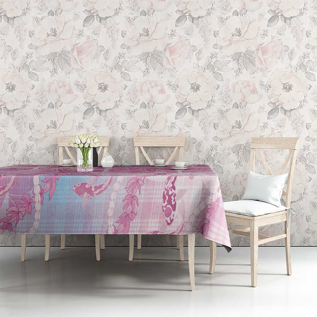 Japanese Koi Fish Tablecloth Pink Wagara Palaka Honohono Pikake Lei LT9 - Polynesian Pride