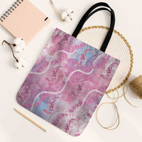 Japanese Koi Fish Tote Bag Pink Wagara Palaka Honohono Pikake Lei LT9 Black Strap One Size Pink - Polynesian Pride