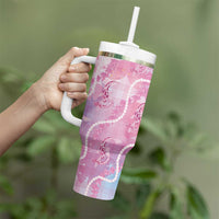 Japanese Koi Fish Tumbler With Handle Pink Wagara Palaka Honohono Pikake Lei LT9 - Polynesian Pride