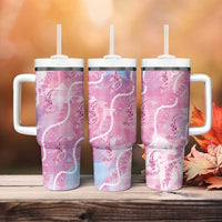 Japanese Koi Fish Tumbler With Handle Pink Wagara Palaka Honohono Pikake Lei LT9 - Polynesian Pride