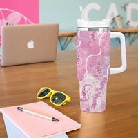 Japanese Koi Fish Tumbler With Handle Pink Wagara Palaka Honohono Pikake Lei LT9 - Polynesian Pride