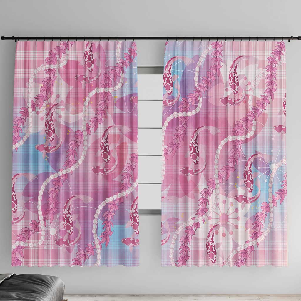 Japanese Koi Fish Window Curtain Pink Wagara Palaka Honohono Pikake Lei LT9 With Hooks Pink - Polynesian Pride