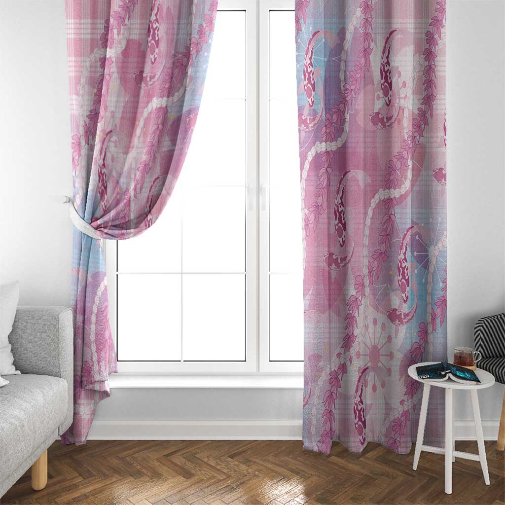 Japanese Koi Fish Window Curtain Pink Wagara Palaka Honohono Pikake Lei LT9 - Polynesian Pride
