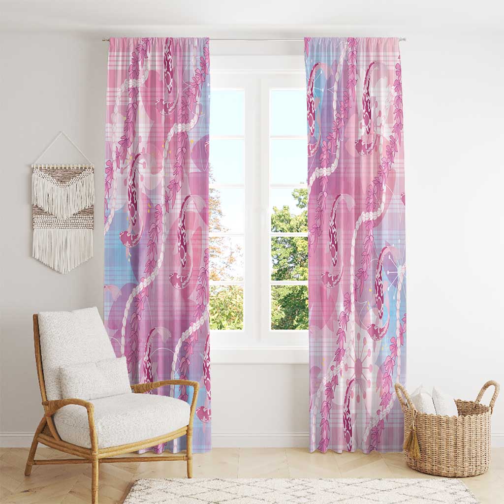 Japanese Koi Fish Window Curtain Pink Wagara Palaka Honohono Pikake Lei LT9 - Polynesian Pride