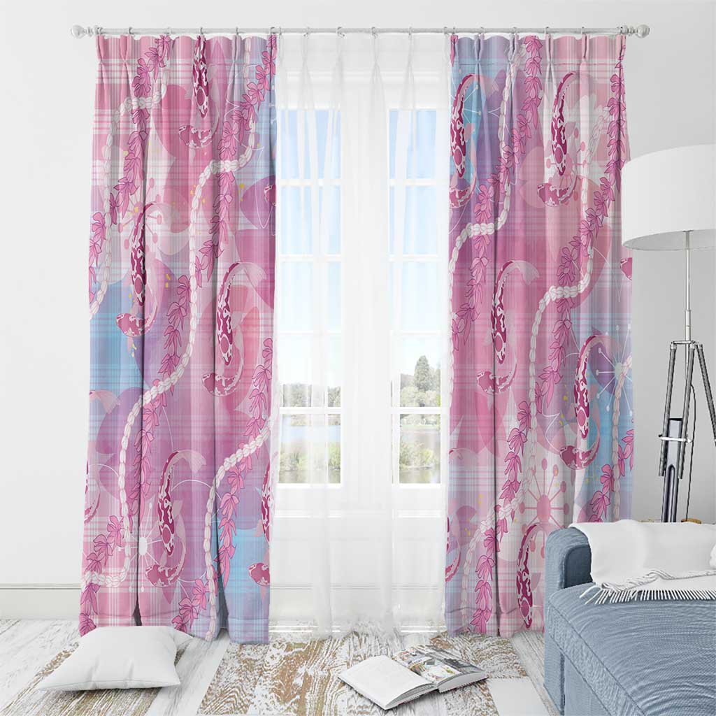 Japanese Koi Fish Window Curtain Pink Wagara Palaka Honohono Pikake Lei LT9 - Polynesian Pride