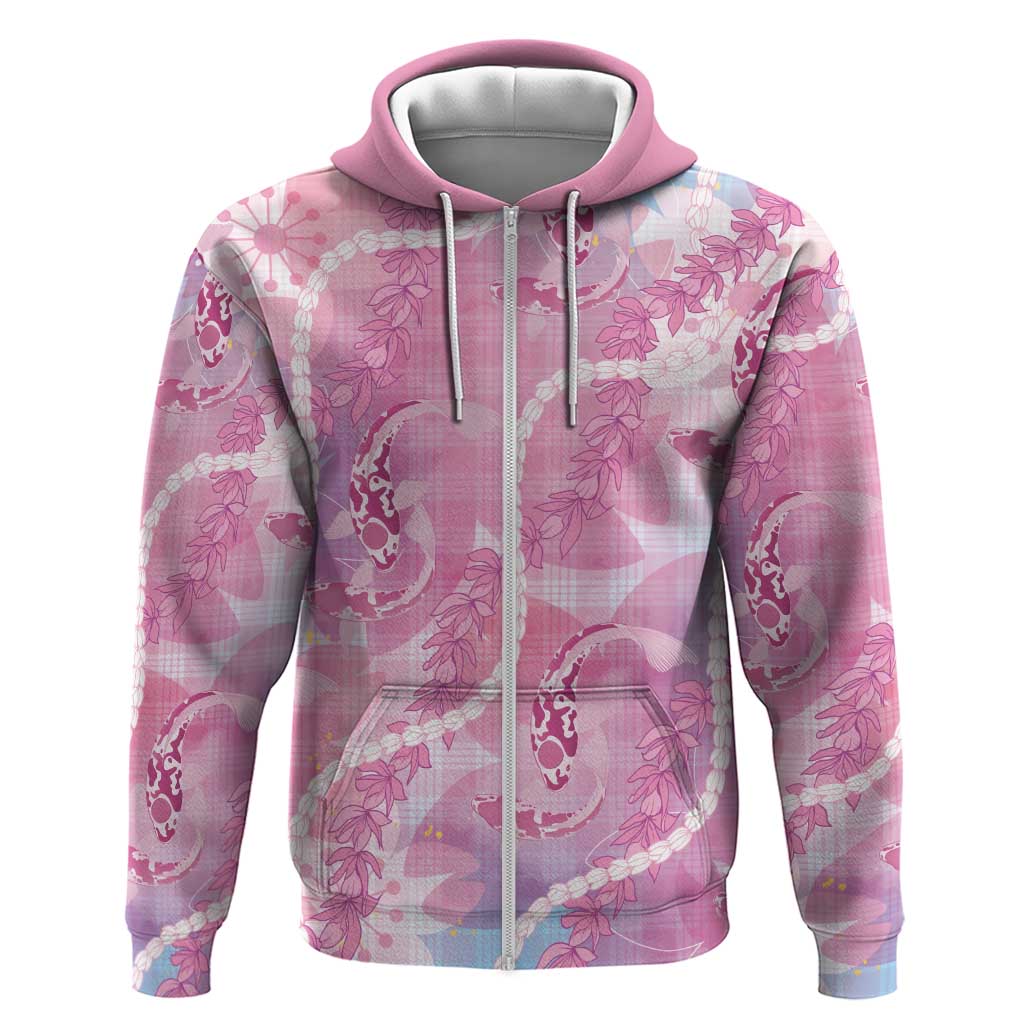 Japanese Koi Fish Zip Hoodie Pink Wagara Palaka Honohono Pikake Lei LT9 Zip Hoodie Pink - Polynesian Pride