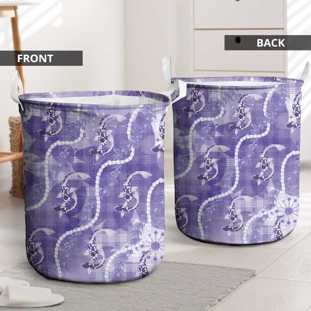 Japanese Koi Fish Laundry Basket Purple Wagara Palaka Honohono Pikake Lei LT9 - Polynesian Pride