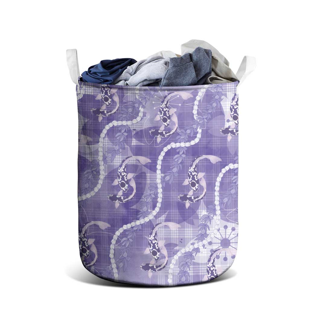 Japanese Koi Fish Laundry Basket Purple Wagara Palaka Honohono Pikake Lei LT9 - Polynesian Pride