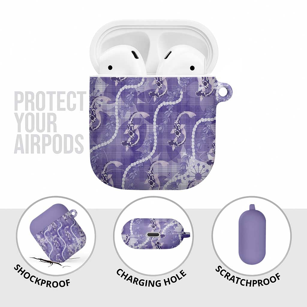 Japanese Koi Fish AirPods Case Purple Wagara Palaka Honohono Pikake Lei LT9 - Polynesian Pride