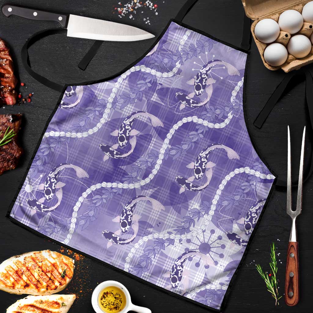 Japanese Koi Fish Apron Purple Wagara Palaka Honohono Pikake Lei LT9 Purple - Polynesian Pride