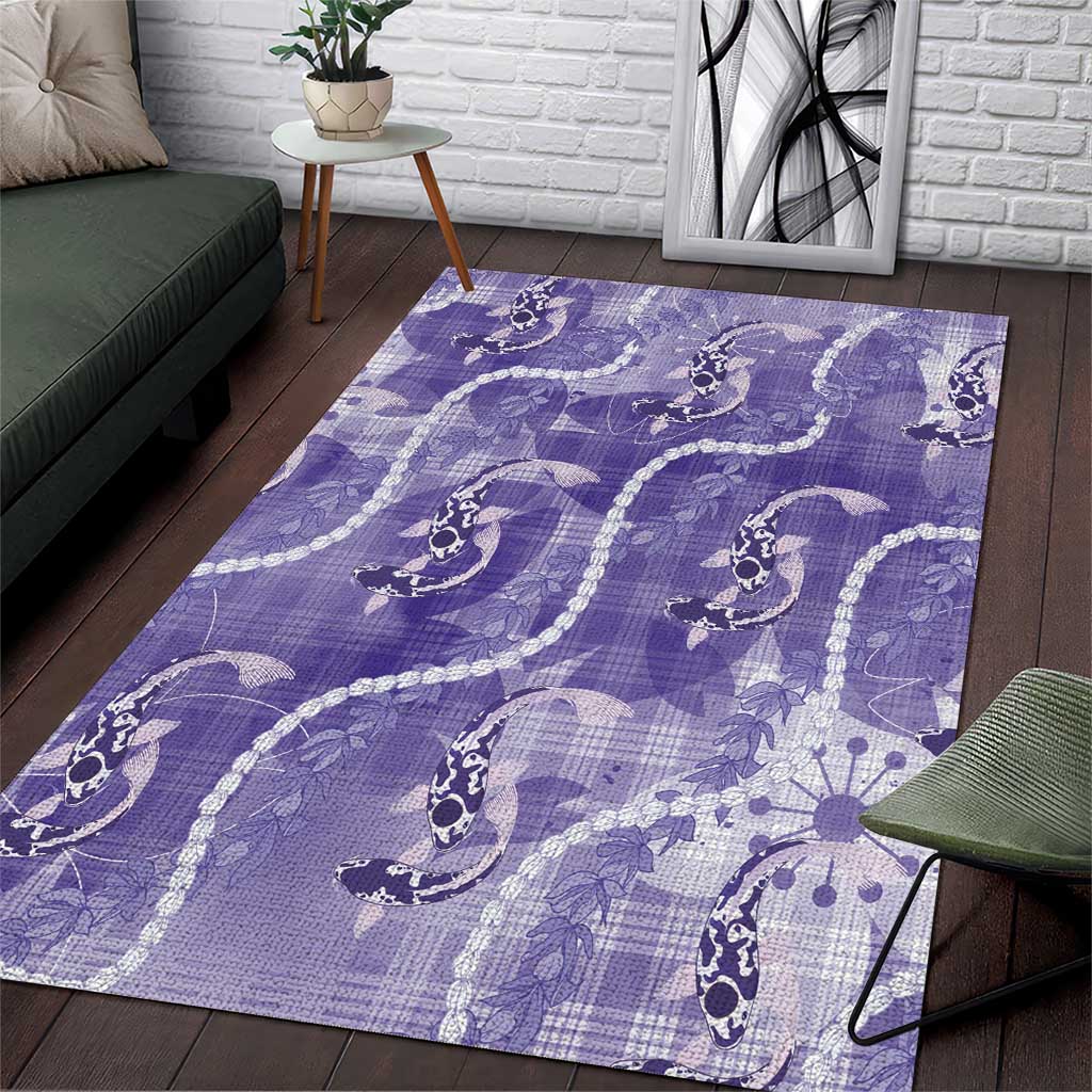 Japanese Koi Fish Area Rug Purple Wagara Palaka Honohono Pikake Lei