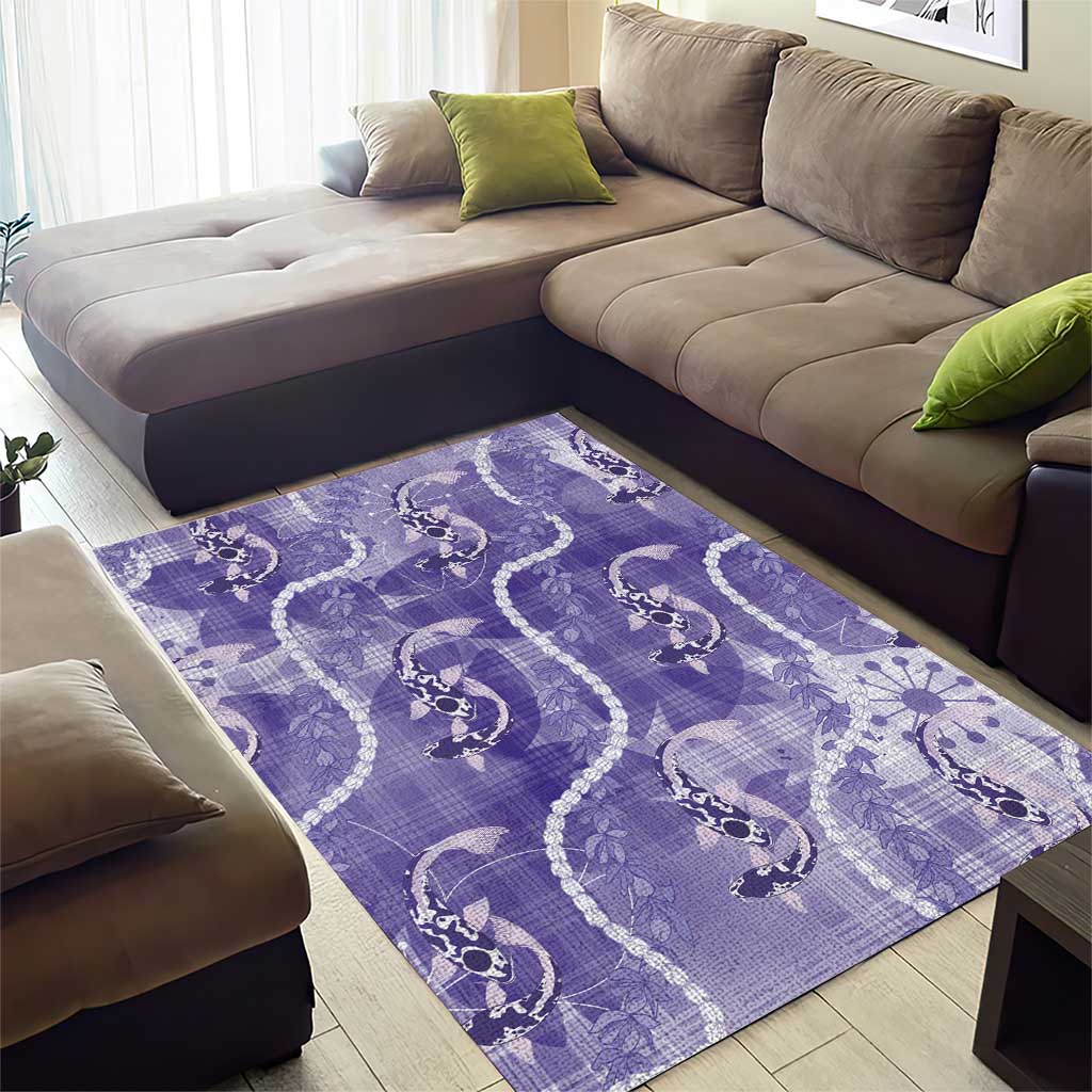 Japanese Koi Fish Area Rug Purple Wagara Palaka Honohono Pikake Lei
