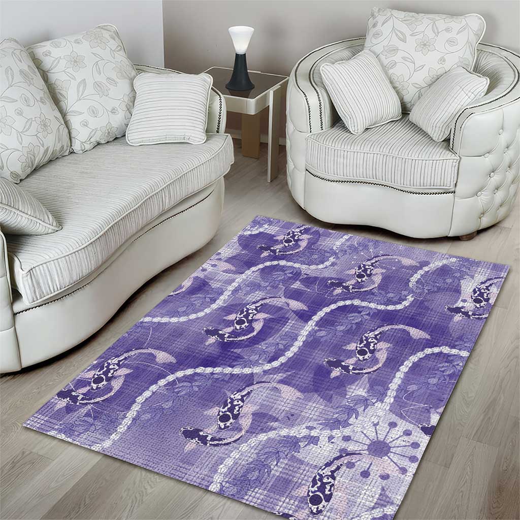 Japanese Koi Fish Area Rug Purple Wagara Palaka Honohono Pikake Lei