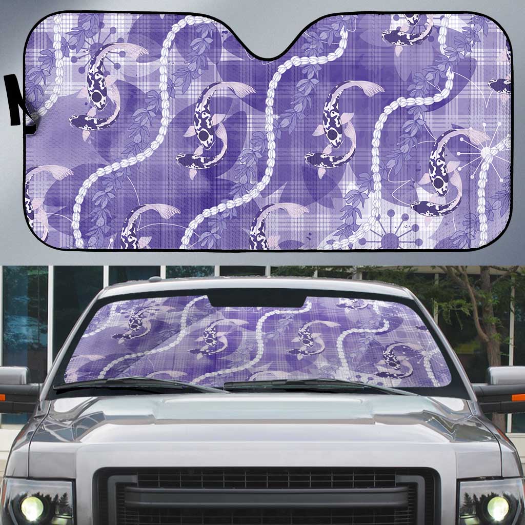 Japanese Koi Fish Auto Sun Shade Purple Wagara Palaka Honohono Pikake Lei LT9 Purple - Polynesian Pride