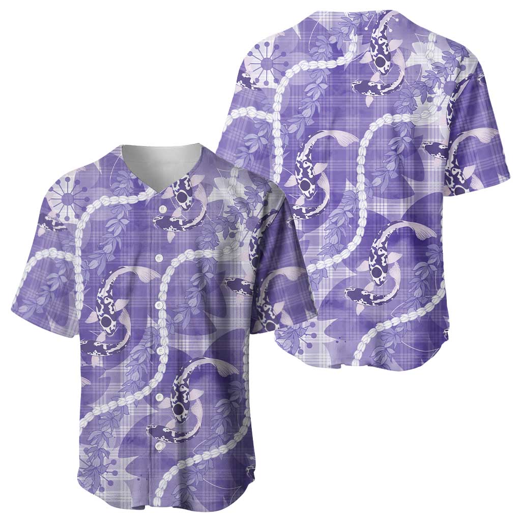 Japanese Koi Fish Baseball Jersey Purple Wagara Palaka Honohono Pikake Lei LT9 - Polynesian Pride