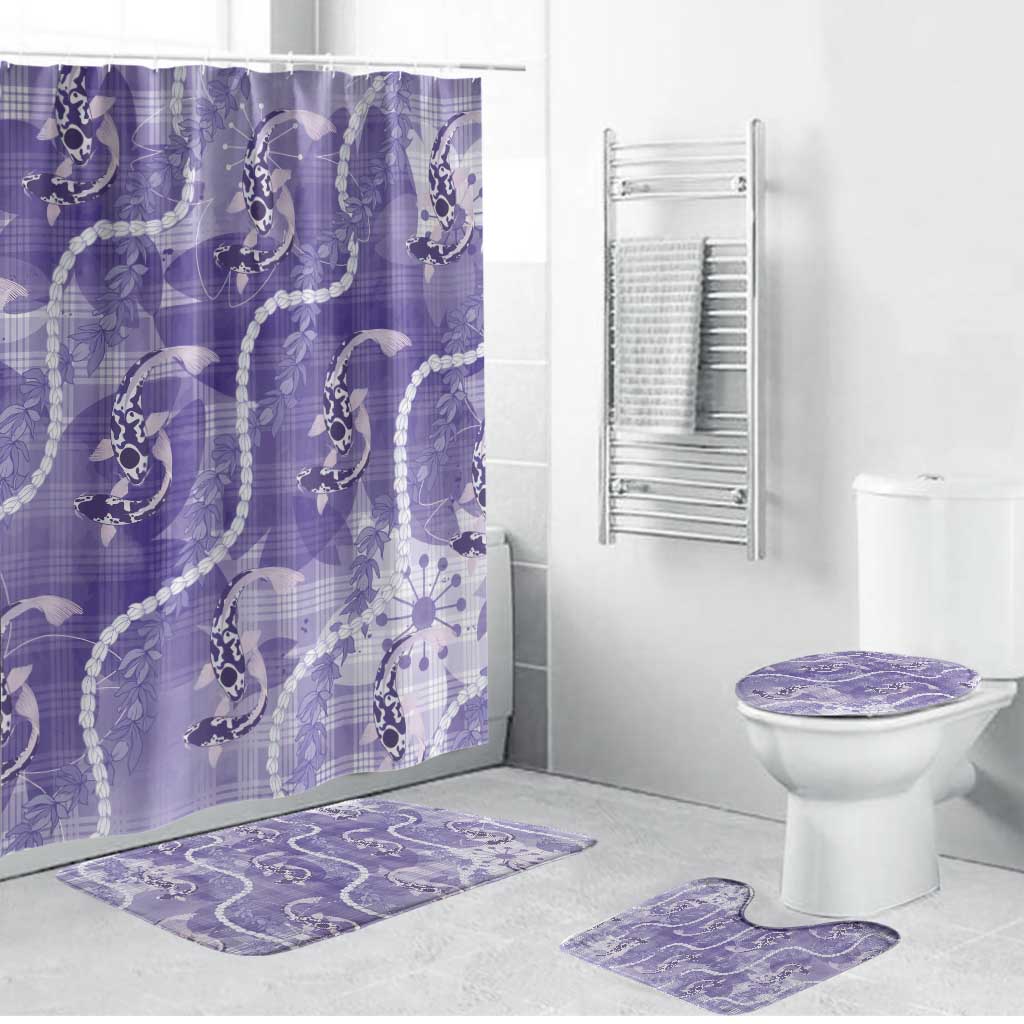 Japanese Koi Fish Bathroom Set Purple Wagara Palaka Honohono Pikake Lei LT9 Bathroom Set (4 pcs) Purple - Polynesian Pride