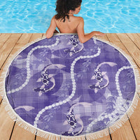 Japanese Koi Fish Beach Blanket Purple Wagara Palaka Honohono Pikake Lei LT9 - Polynesian Pride
