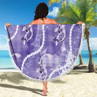 Japanese Koi Fish Beach Blanket Purple Wagara Palaka Honohono Pikake Lei LT9 - Polynesian Pride