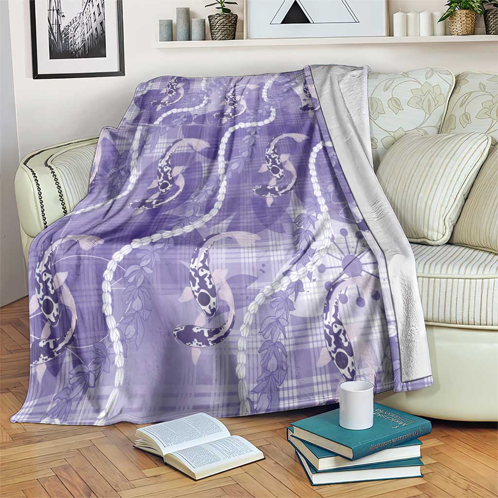 Japanese Koi Fish Blanket Purple Wagara Palaka Honohono Pikake Lei LT9 Purple - Polynesian Pride