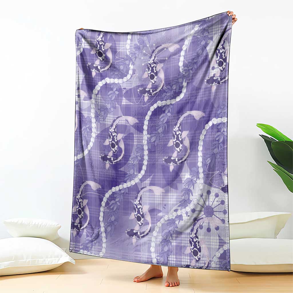 Japanese Koi Fish Blanket Purple Wagara Palaka Honohono Pikake Lei LT9 - Polynesian Pride