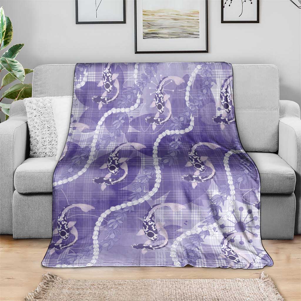 Japanese Koi Fish Blanket Purple Wagara Palaka Honohono Pikake Lei LT9 - Polynesian Pride