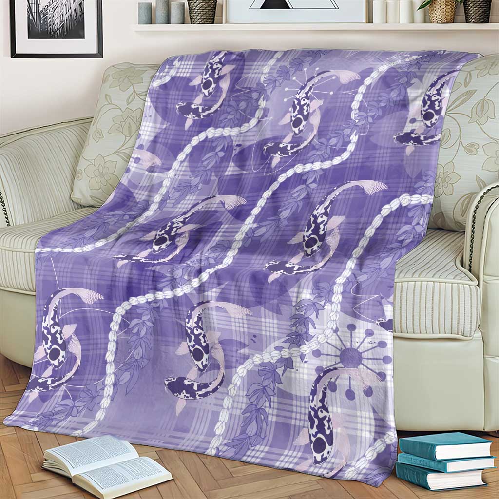 Japanese Koi Fish Blanket Purple Wagara Palaka Honohono Pikake Lei LT9 - Polynesian Pride