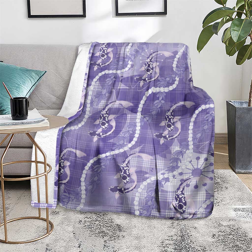 Japanese Koi Fish Blanket Purple Wagara Palaka Honohono Pikake Lei LT9 - Polynesian Pride