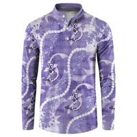 Japanese Koi Fish Button Sweatshirt Purple Wagara Palaka Honohono Pikake Lei LT9 Purple - Polynesian Pride